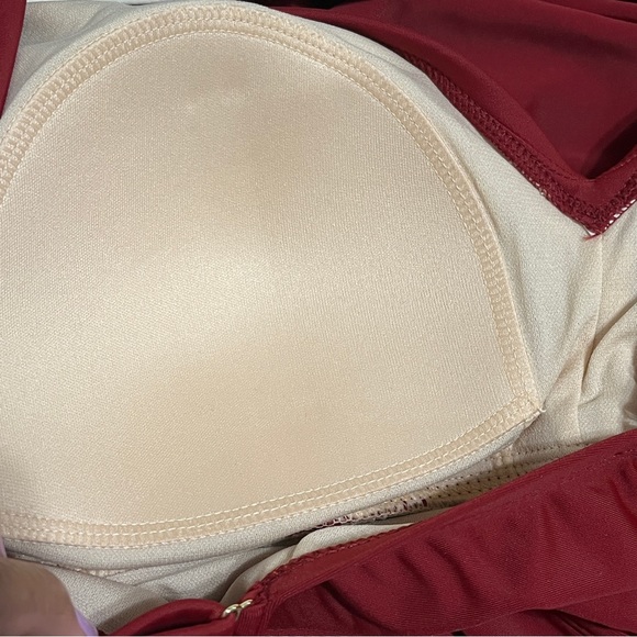 Kona Sol One Pc Ruffle Shoulder Swimsuit Sz 16W Ruched Brick Red - Picture 7 of 10